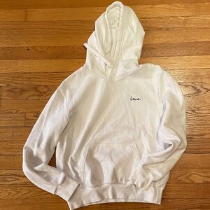 Women’s H&M Divided White Hoodie with LOVE on upper left side Size:S